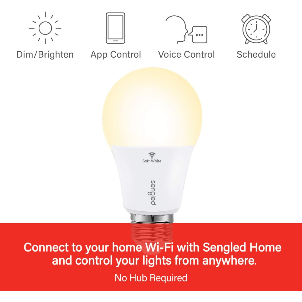 Sengled Bombilla de luz Alexa, bombillas WiFi no requiere concentrador,  bombillas inteligentes que funcionan con Alexa, Google Home, bombilla LED