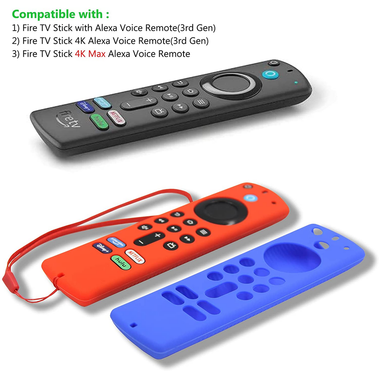 Case Protector para Control Remoto 3era Gen Fire TV Stick 4K Max Funda con Correa - Paquete de 2