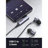 UGREEN Adaptador de Audio USB-C a 3.5mm auxiliar, micrófono estéreo DAC, HiFi, ángulo recto, compatible con iPad Pro Air 5 4 Mini 6, Galaxy S23 Ultra S22 S21 S20, Pixel 7 Pro