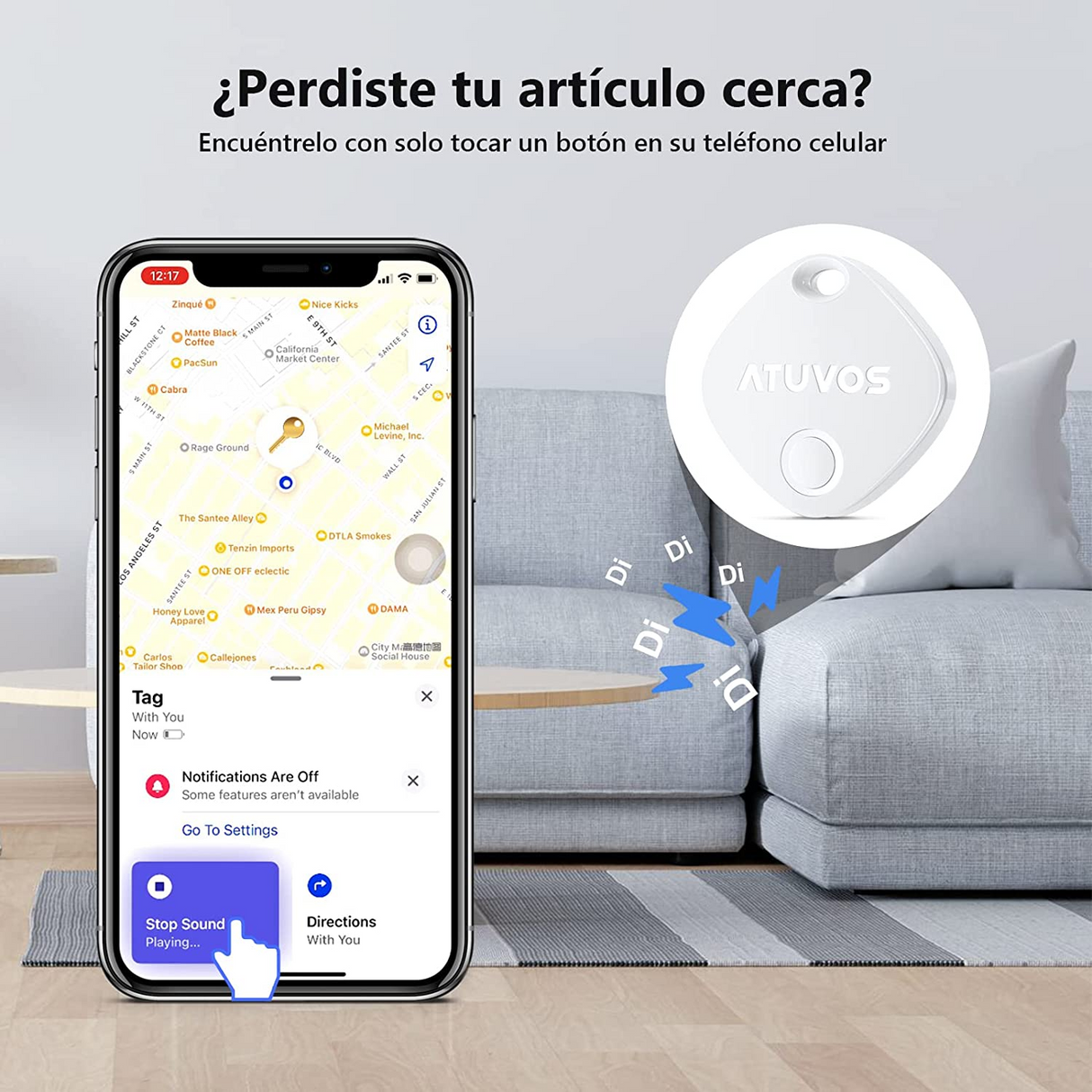 ATUVOS Tag Localizador con Apple Find My (solo iOS) Rastreador Impermeable Bluetooth Inteligente