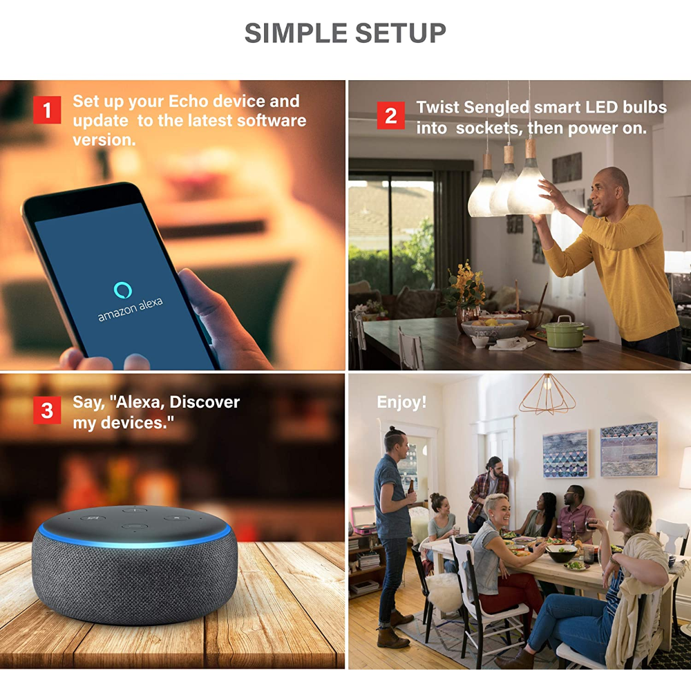 Foco Smart Sengled 800LM Luz Blanca Bluetooth 2700K, 8.7W (60W Equivalente) Funciona con Alexa