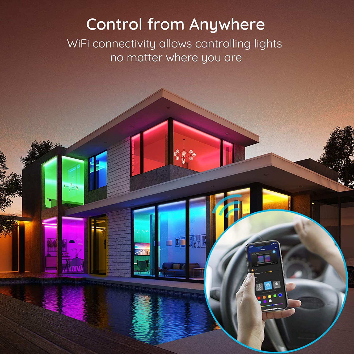 Govee Tira LED Luces RGB WiFi Inteligente 20 Metros Control Remoto Alexa y Google Assistant