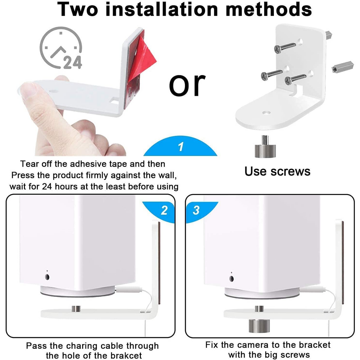 Soporte de Pared para Wyze Cam Pan V1 y V2 Montaje 3M Fuerte Con o Sin Tornillos (Paquete de 2 Soportes)