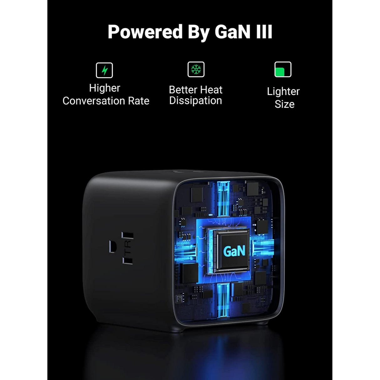 UGREEN 65W Estación de Carga DigiNest Cube GaN 7 en 1 con 3 salidas de CA, 2 USB-C, 2 USB-A, extensión de 2 metros, Compatible con iPhone iPad MacBook