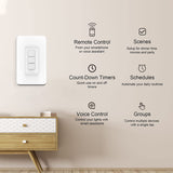 Filohome Interruptor de luz inteligente compatible con Alexa y Google Assistant, Wi-Fi de 2.4 GHz