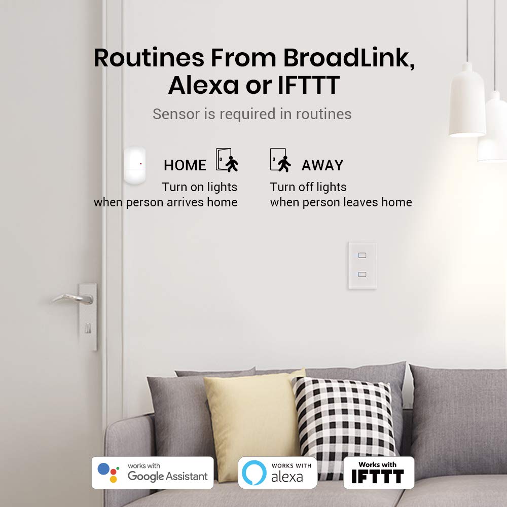 BroadLink Interruptor Inteligente Táctil, No Requiere Neutro o Condensador, compatible con Alexa, Google e IFTTT, requiere HUB