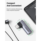 UGREEN Adaptador de Audio USB-C a 3.5mm auxiliar, micrófono estéreo DAC, HiFi, ángulo recto, compatible con iPad Pro Air 5 4 Mini 6, Galaxy S23 Ultra S22 S21 S20, Pixel 7 Pro