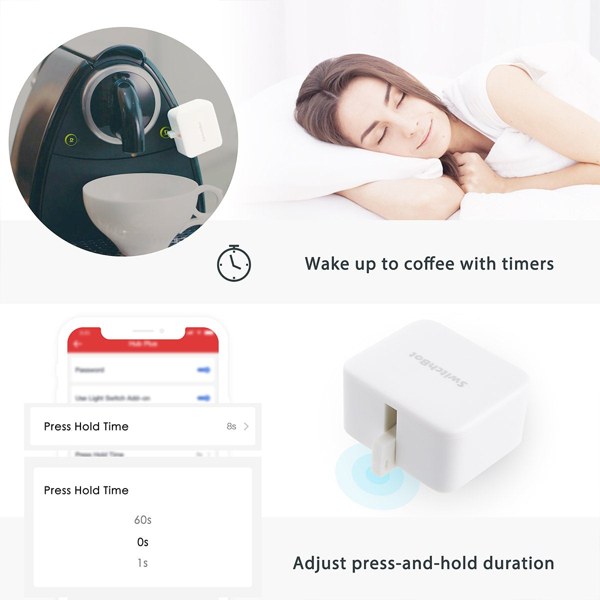 SwitchBot Bot Pulsador de Botón Inteligente Compatible con Alexa, Google Home, HomePod, IFTTT Hub Requerido