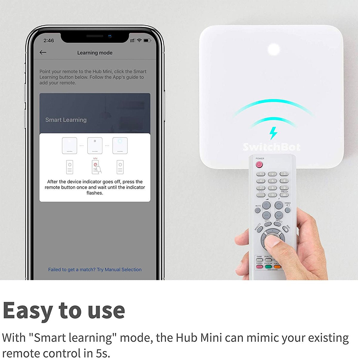 SwitchBot Hub Mini Control Smart IR Aire Acondicionado, TV Compatible con Alexa, Google Home, HomePod, IFTTT