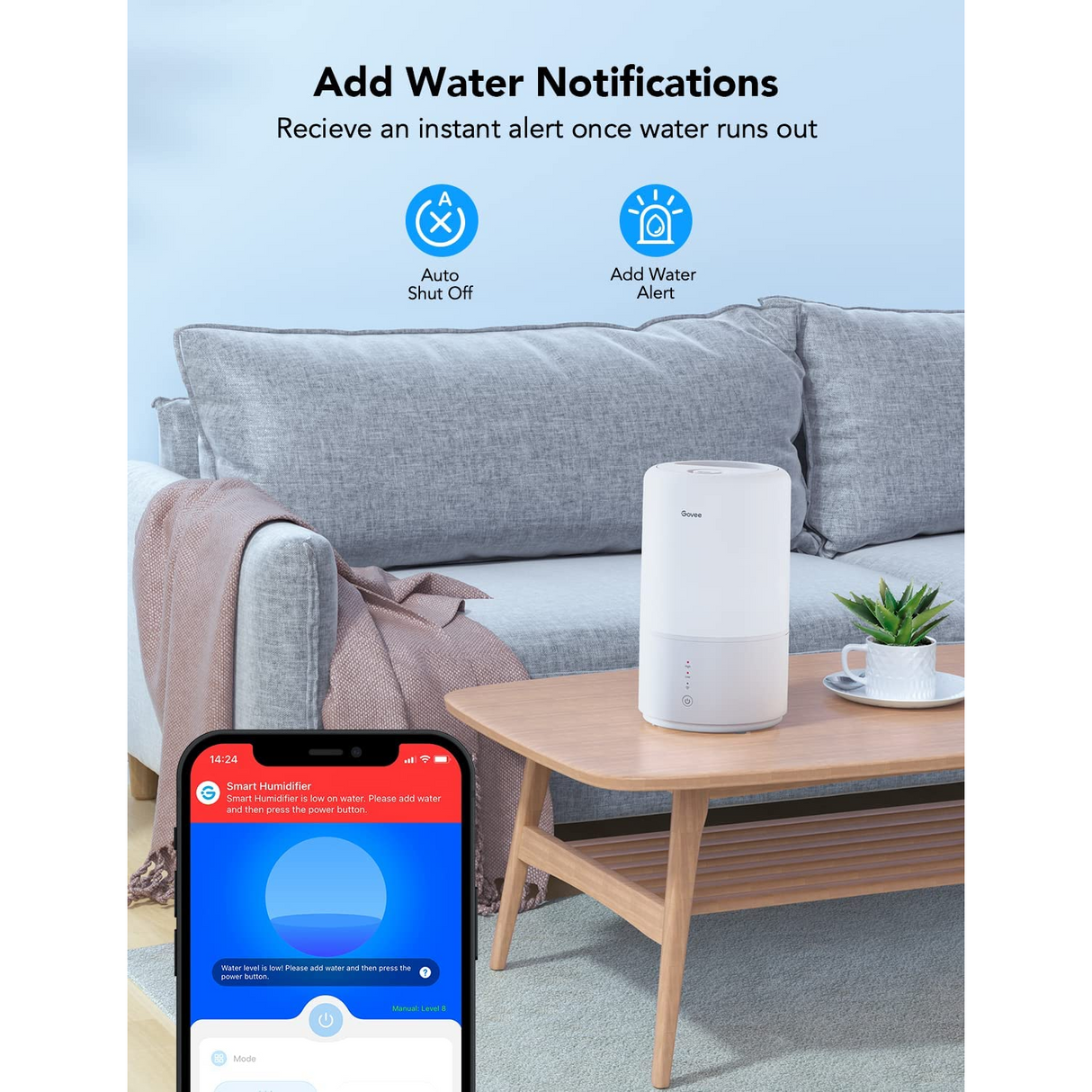 GOVEE Smart 3L Humidificador Inteligente Compatible con Alexa y Google Assistant