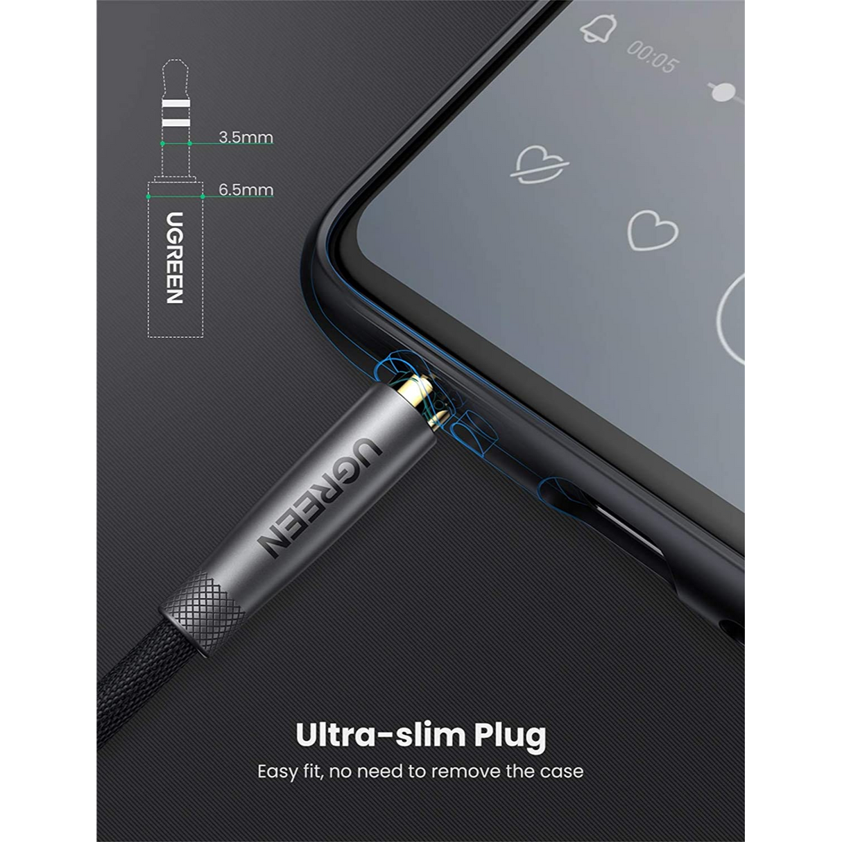 UGREEN 3.5mm Cable de Audio Aux Compatible con iPhone iPad iPod Echo y Más 1 Metro ‎