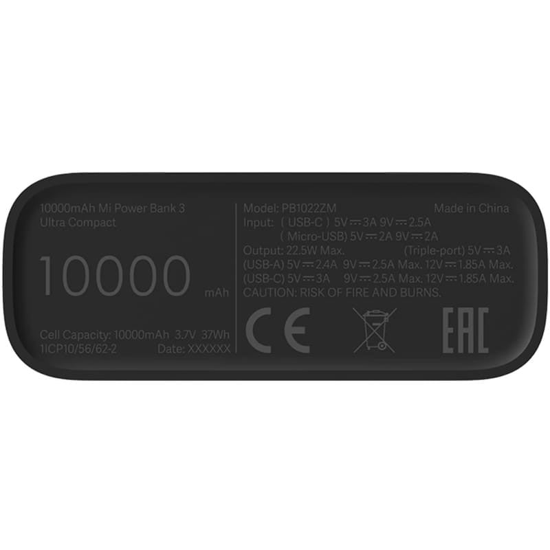 Xiaomi Mi Power Bank 3 Ultra Compact 10000mAh Carga Rápida 22.5W