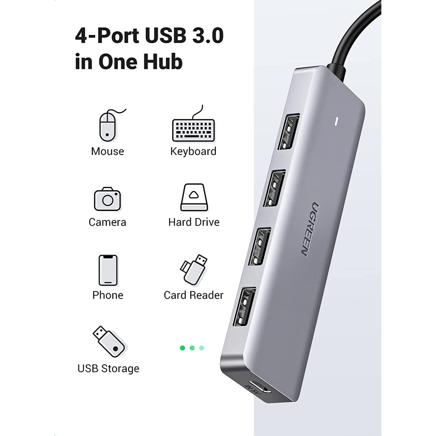UGREEN USB-C Hub 4 Puertos USB 3.0 para MacBook Pro, iMac, Samsung S21 S20, LG, Google Chromebook Pixelbook, Dell XPS, Etc