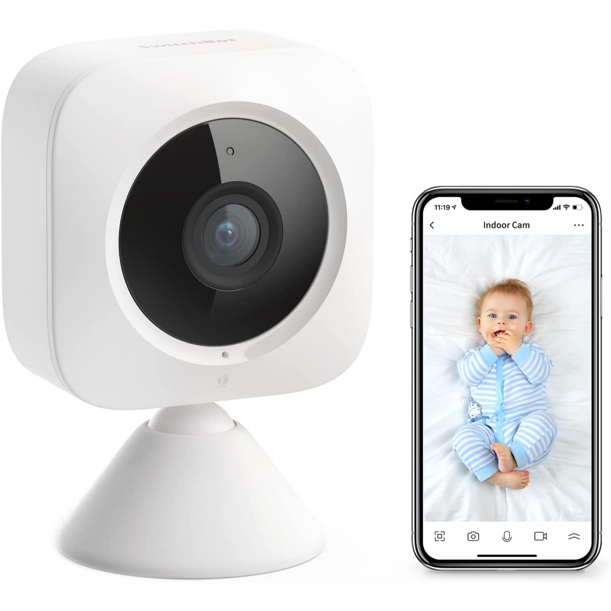 SwitchBot Indoor Cam Cámara de Seguridad con Visión Nocturna WiFi Funciona con Alexa