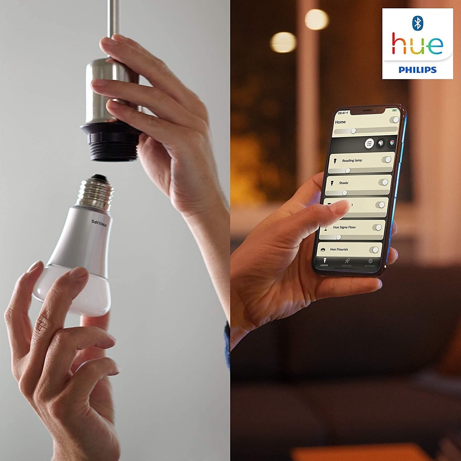 Philips Hue White Blanco Pack 2 Focos A19 LED Inteligente, Bluetooth & Zigbee Funciona con Alexa & Google Assistant - TecnoMarket