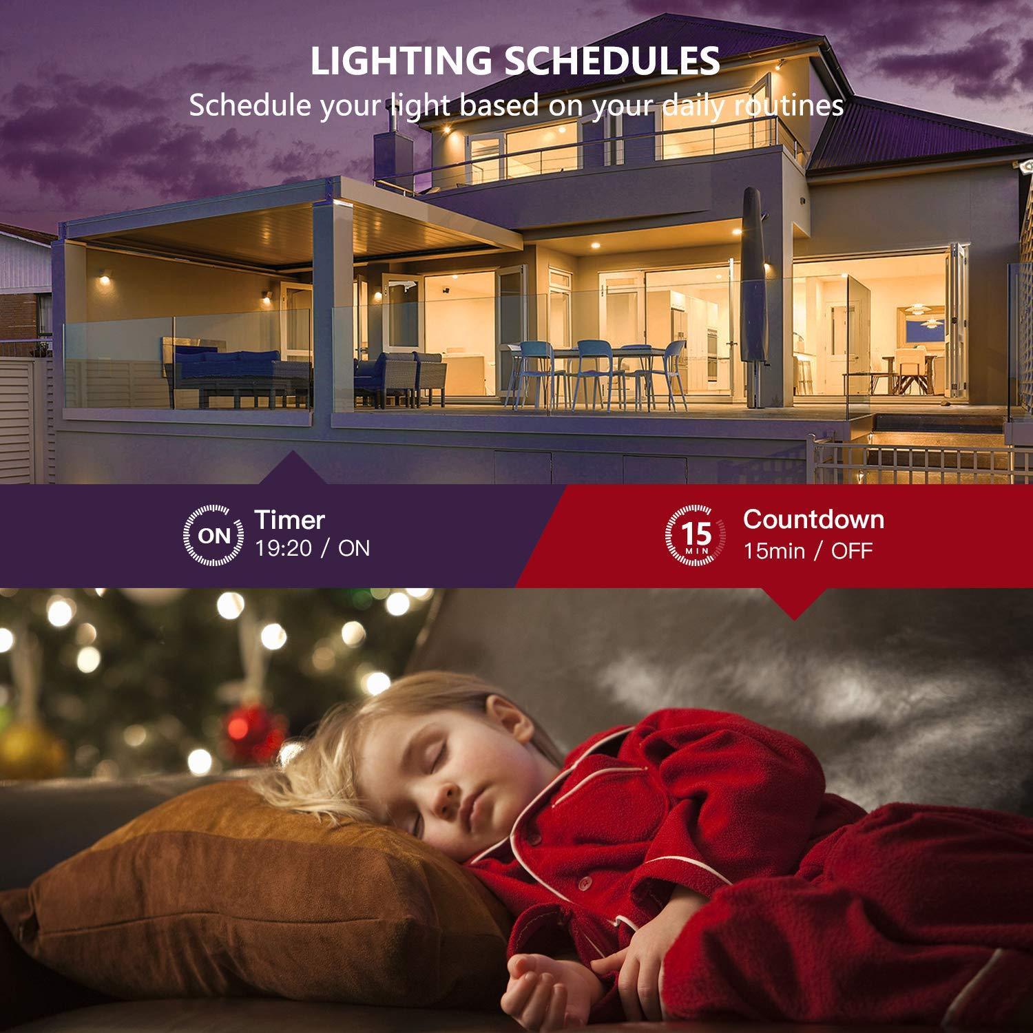 Treatlife Color RGB Paquete de 4 Focos LED Inteligentes WiFi No Requiere Hub Funciona con Alexa & Google Assistant - TecnoMarket